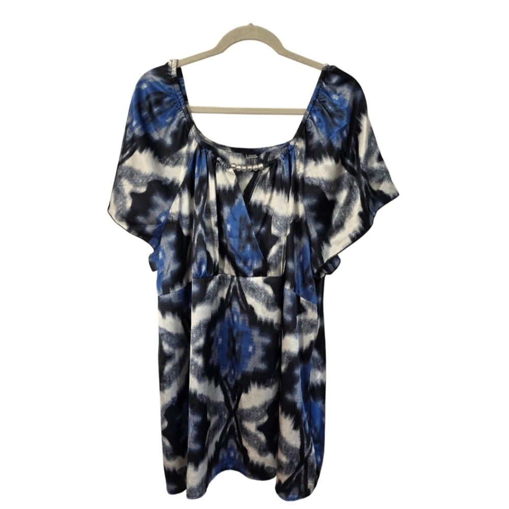 b. Street Blue and Black Women's Top with Bead Detail Size 30W/32W